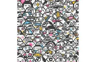Home And Garden Graham Brown Alien Crowd Wallpaper Sampl