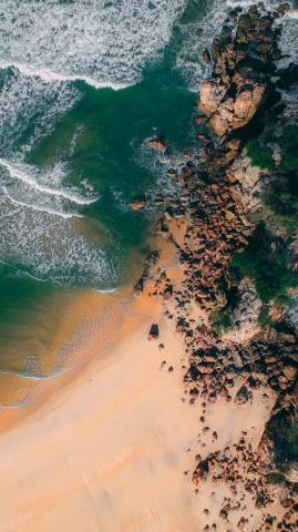 Downaload Aerial Rocks Waves Nature Wallpaper For Screen