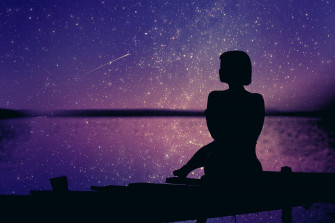 Woman Silhouette Sunset Stars 4k 5k Wallpaper HD Photography