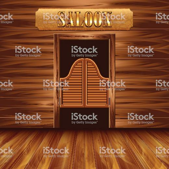 Swinging Doors Of Saloon Western Background Royalty
