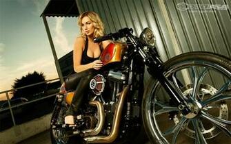 April Motorcycle Girl Hannah Posing With Performance Machine S