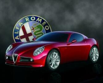 Alfa Romeo 8c Beautiful Red Car And Logo Image