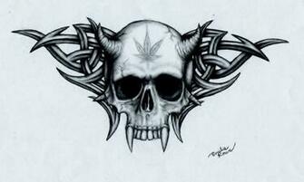 Weed And Skulls Wallpaper Marijuana Skull By Emilierowe