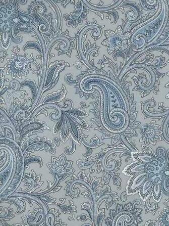Blue Paisley Swirl Wallpaper Lodge Outdoors