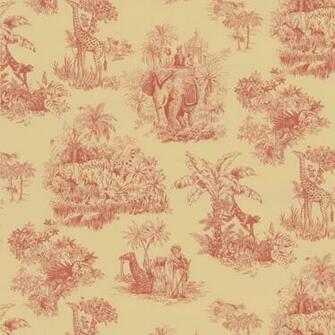 Brewster Red Safari Toile Wallpaper Contemporary By