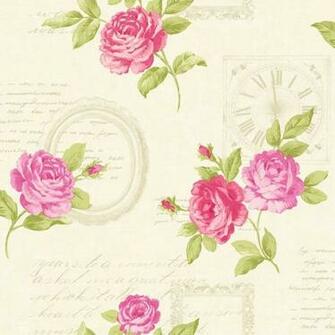 Pink Green Beige Cream Fd40143 Venitia Rose Floral Clocks