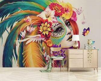 Beibehang 3d Wallpaper Hand Painted Graffiti Sexy Beauty Colorful