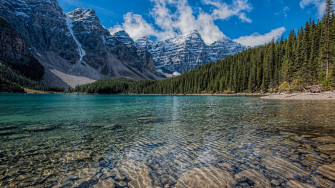 Wallpaper Clean Lake Mountains Range Trees