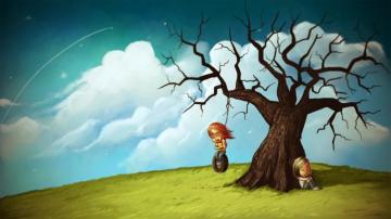 Sad And Happy Couple Art Wallpaper