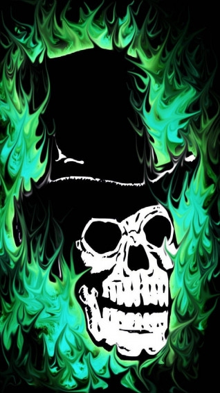 A Skull Blazing With Green Fire Wallpaper