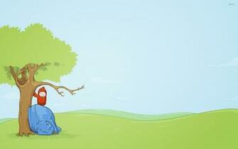 Little Boy With His Pet Under A Tree Wallpaper Vector