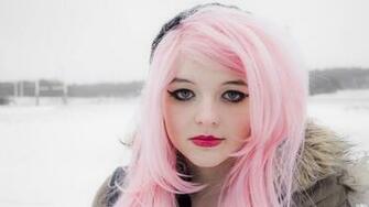Full HD Wallpaper Pink Long Hair Winter Mascara Desktop