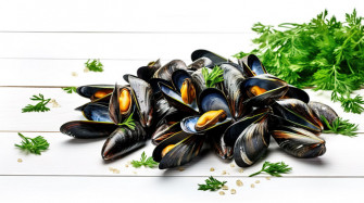 Mussels Captivating Presentation Of Delectable On A Textured White Wallpaper