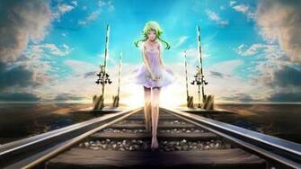 Clouds Vocaloid Dress Barefoot Megpoid Gumi Sky Wallpaper