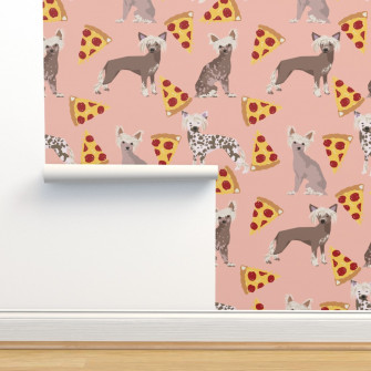 Chinese Crested Dog Pizza Funny Cute Wallpaper Spoonflower