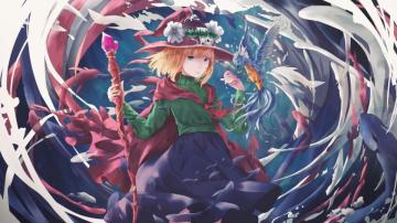 Wizard Anime Girl Artwork Wallpaper Dual