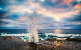 La Jolla Ocean Geyser California Widescreen Wallpaper Wide