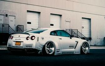 Wallpaper Nissan Gt R R35 Liberty Walk White Low Japan Sport