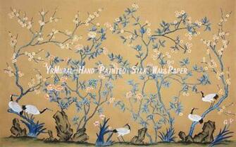 Hand Painted Chinese Style Silk Wallpaper Murals Yrs