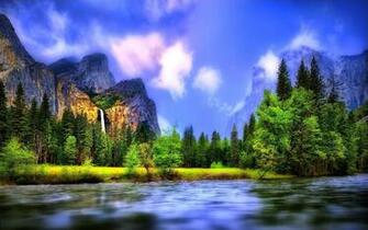 Blurred River Forest Waterfall Wallpaper