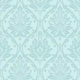 Teal And Gold Damask Wallpaper