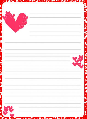 Pink Valentine Hearts Coloring Picture Letterhead