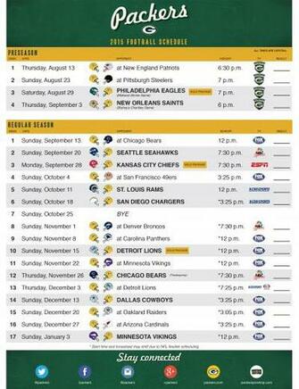 Packer Schedule Source Theultimatepackerfan