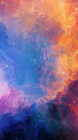Space Aurora Art Star Illust Rainbow iPhone Wallpaper