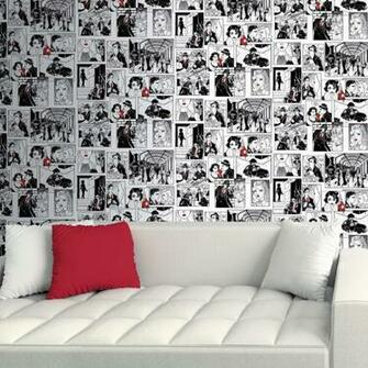 Galerie Retro Comic Strip Wallpaper In Black White And Red