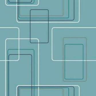 Aqua Modern Graphic Rectangle Print Retro Wallpaper The