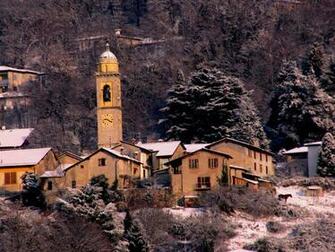 Snow Covered Village Wallpaper Stock Photos