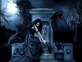 Gothic Women Dark Fantasy Poe Raven Wallpaper