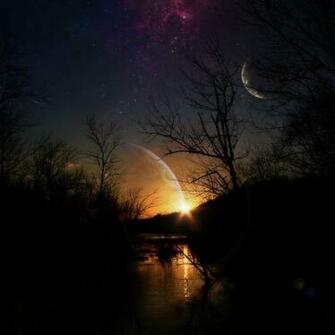 Wallpaper Noite Planetas Luz Dark Florest
