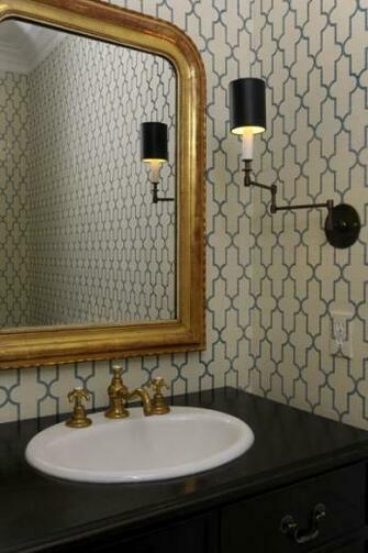 Moroccan Tile Wallpaper White And Blue Gold