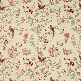 Summer Palace Cranberry Fabric By Laura Ashley