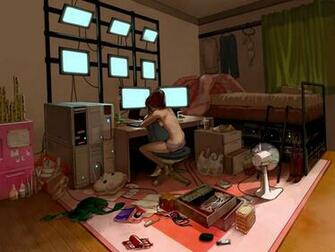 Computer Girl Wallpaper Stock Photos