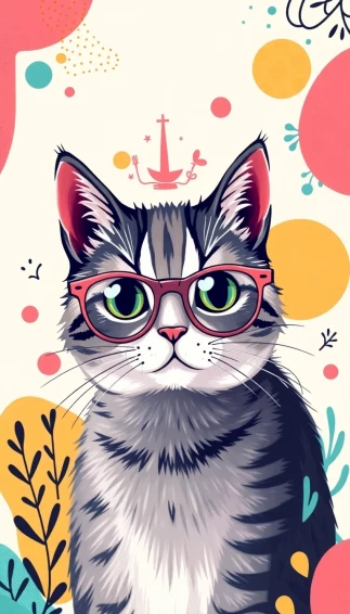 Cat Wearing Glasses Wallpaper