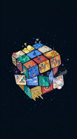 Rubiks Cube Universum Wallpaper Anime Seni