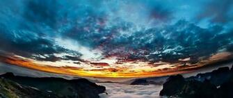 Wallpaper Sky Sunset Panorama Landscape Night