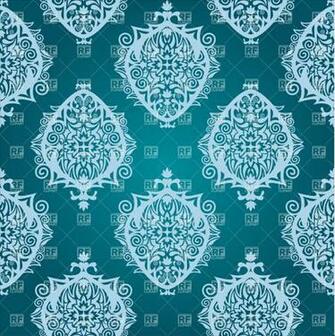 Seamless Blue Damask Wallpaper Royalty Vector Clipart