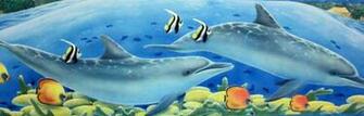 New Playful Dolphins Tropical Mural Stickers Bunda Daffa