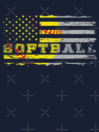 American Flag Softball Team Kids T Shirt By Alenaz