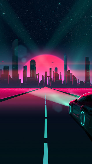 Neon City Night Sky Digital Art 4k Wallpaper