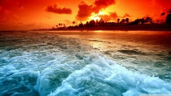 Tropical Beach Sunset Wallpaper