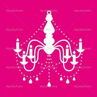 White Chandelier Silhouette Vintage Isolated On Pink Stock