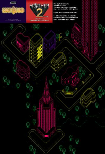 Earthbound Mother Moonside Super Nintendo Snes Map Bg