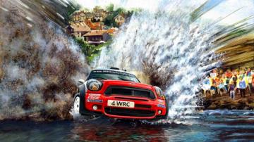 Mini Cooper Rallying Water Splashes Race Artwork