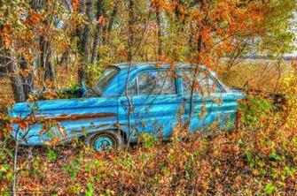 Wallpaper Forest Autumn Abandoned Car Desktop
