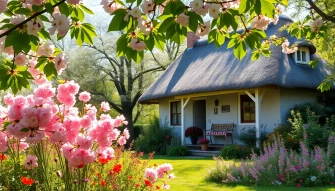 Springtime Cottage Wallpaper