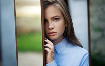 Wallpaper Pose Model Portrait Makeup Hairstyle Shirt Beauty